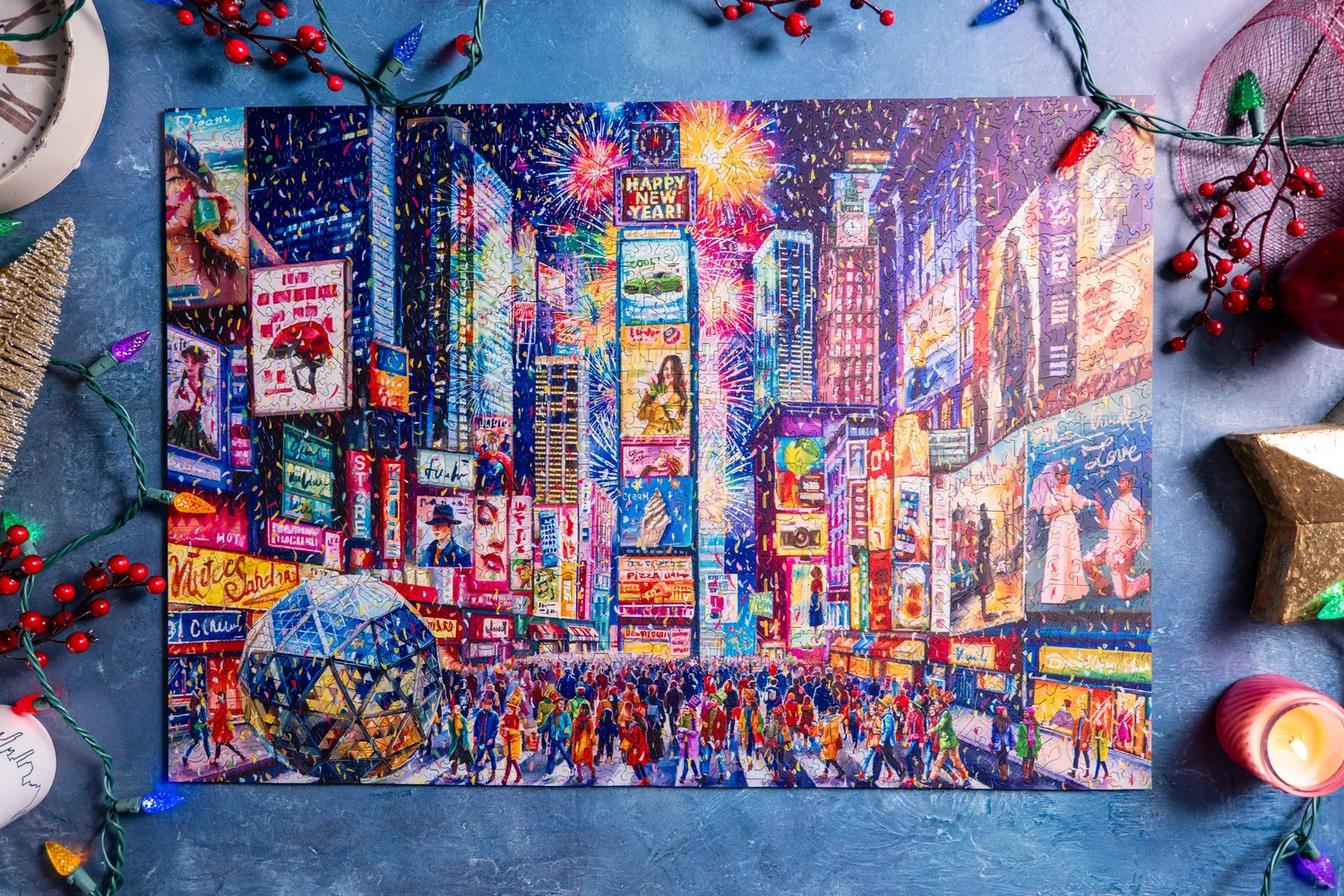 Mosaic Puzzles New Year's Eve in Times Square puzzle 1000 piese lumini