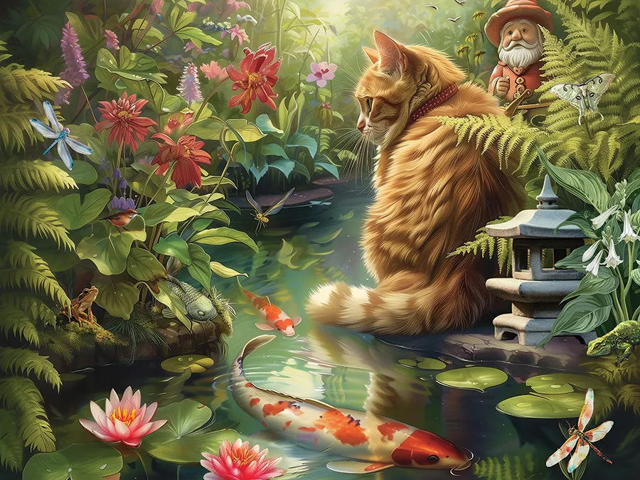 Cobble Hill Koi Cat puzzle 275 piese mari grădină