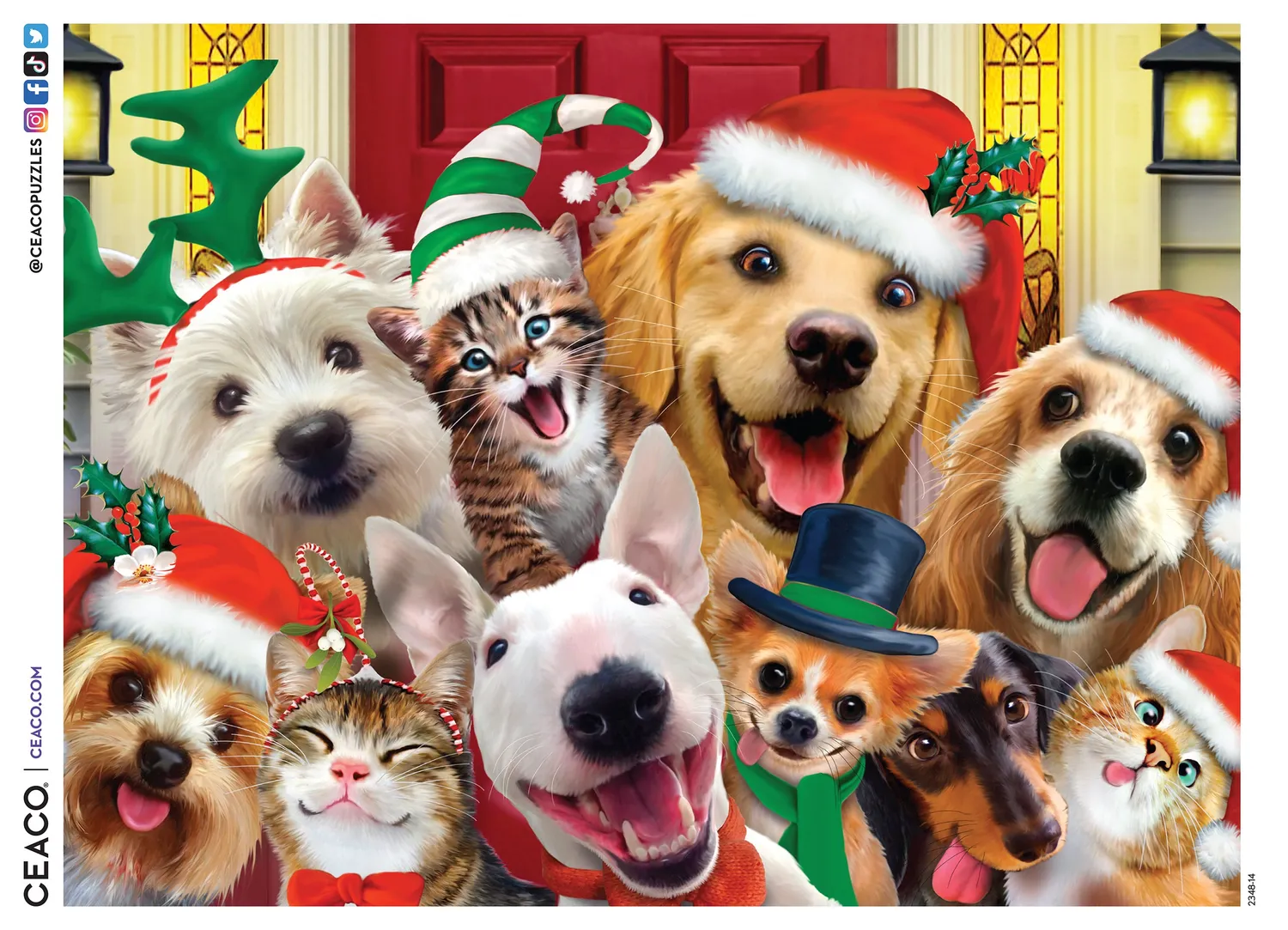 Ceaco Christmas Selfies Holiday Dog Selfies puzzle 500 piese craciun