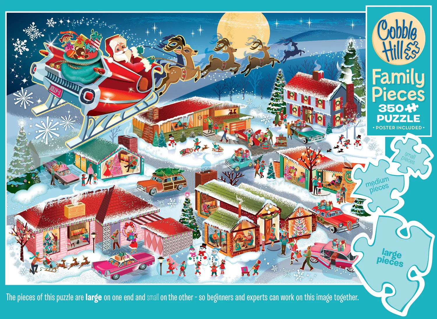 Cobble Hill Santa’s Flyby puzzle familie 350 piese Crăciun