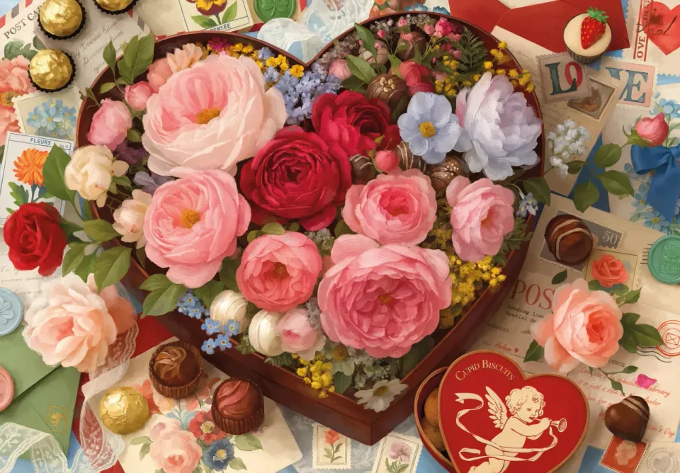 Mosaic Puzzles With All My Heart puzzle lemn 50 piese inima