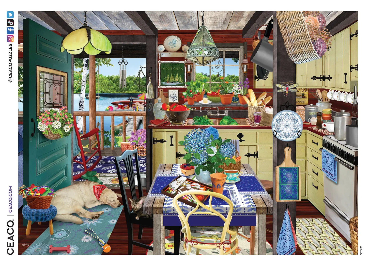 Puzzle Ceaco Lake Cottage 1000 piese interior cabană