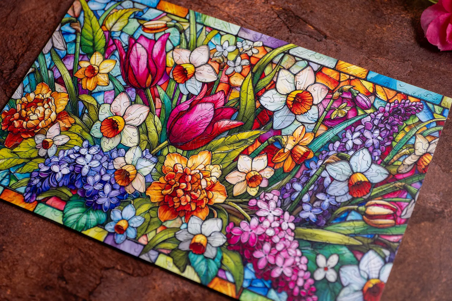 Mosaic Puzzles Glass Petals puzzle lemn 1000 piese flori