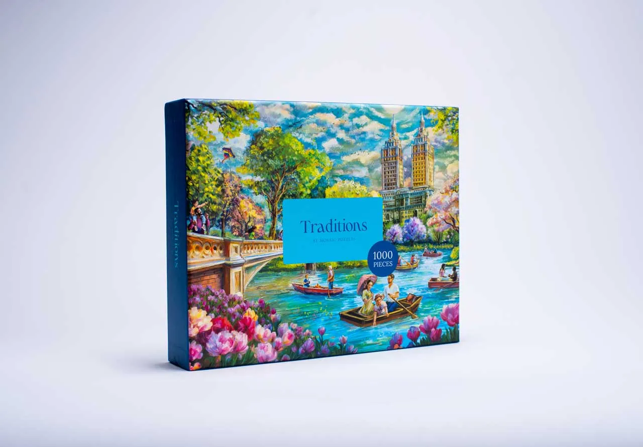 Mosaic Puzzles Bow Bridge Boating puzzle carton 1000 piese parc