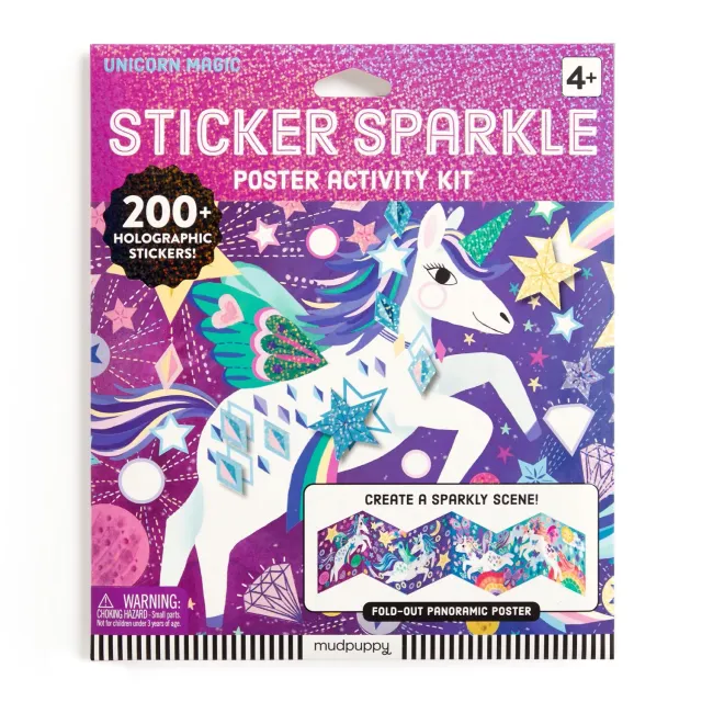 Mudpuppy Unicorn Magic poster cu stickere sclipici