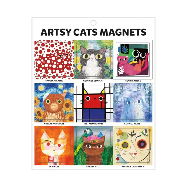 Mudpuppy Artsy Cats magneti pisici arta 9 buc