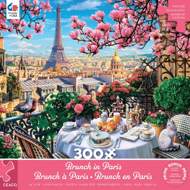 Ceaco Brunch in Paris puzzle 300 piese pisică Paris