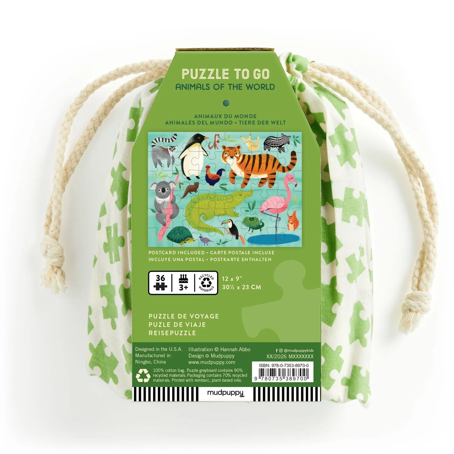 Mudpuppy Animals of the World puzzle 36 piese de voiaj