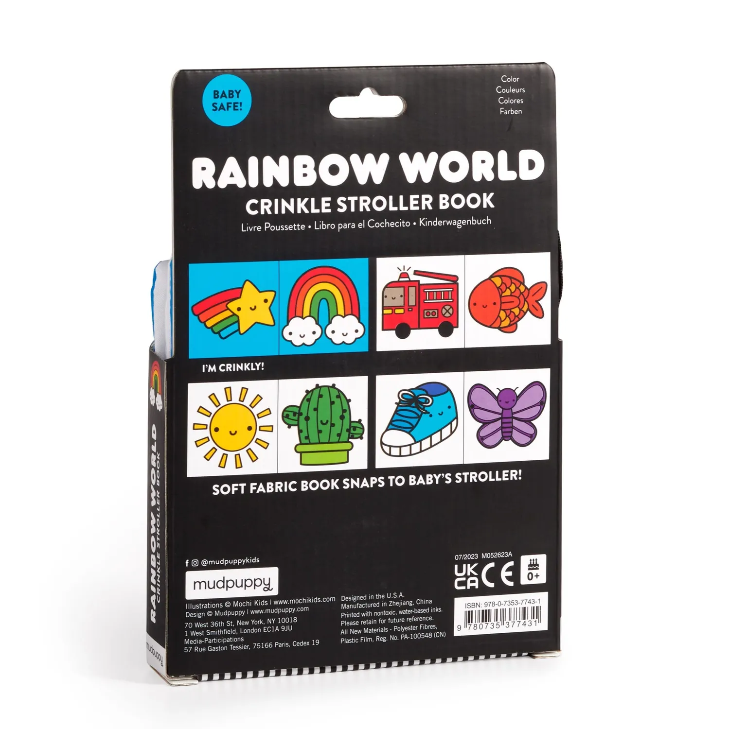 Mudpuppy Rainbow World carte textila carucior fosnitoare 13cm