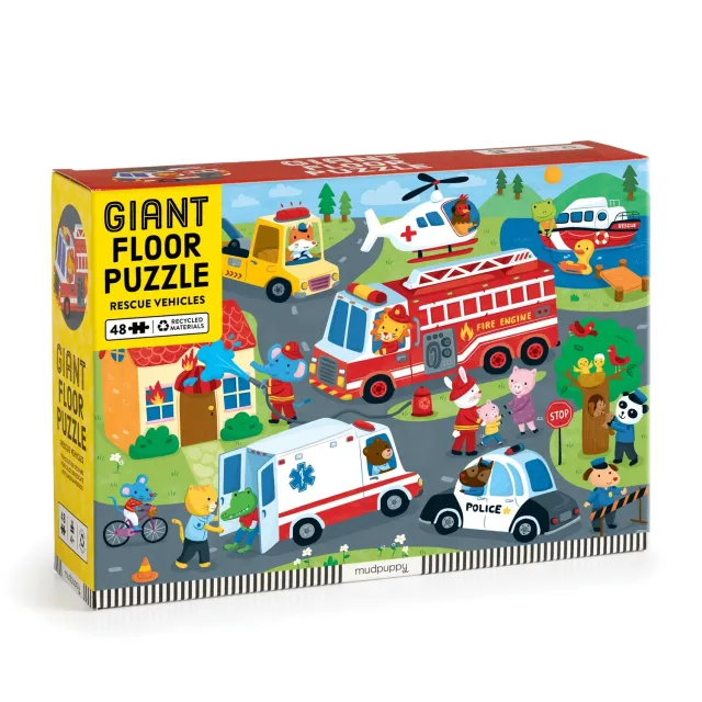 Mudpuppy Rescue Vehicles puzzle podea 48 piese salvatori