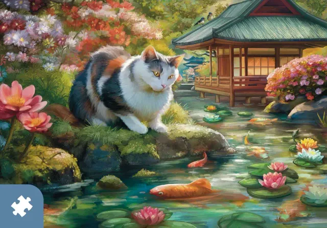 Mosaic Puzzles Traditions The Koi and the Kitty Encounter puzzle 1000 piese