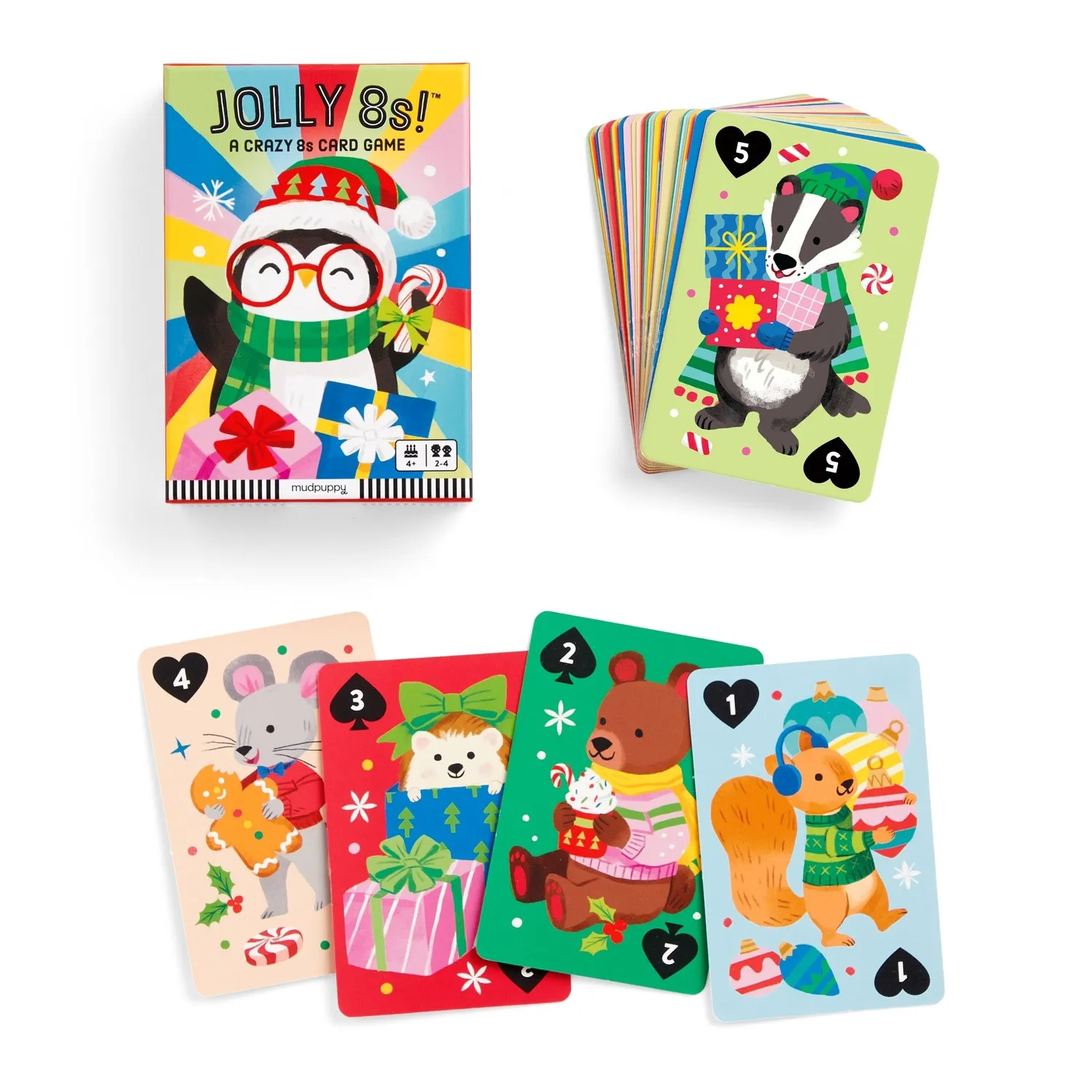 Mudpuppy Jolly 8s joc de carti de Craciun