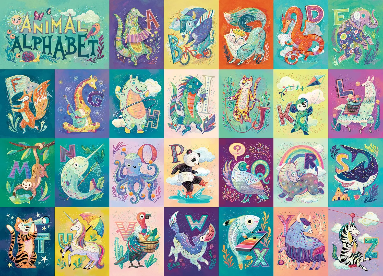Cobble Hill Animal Alphabet puzzle familie 350 piese animale
