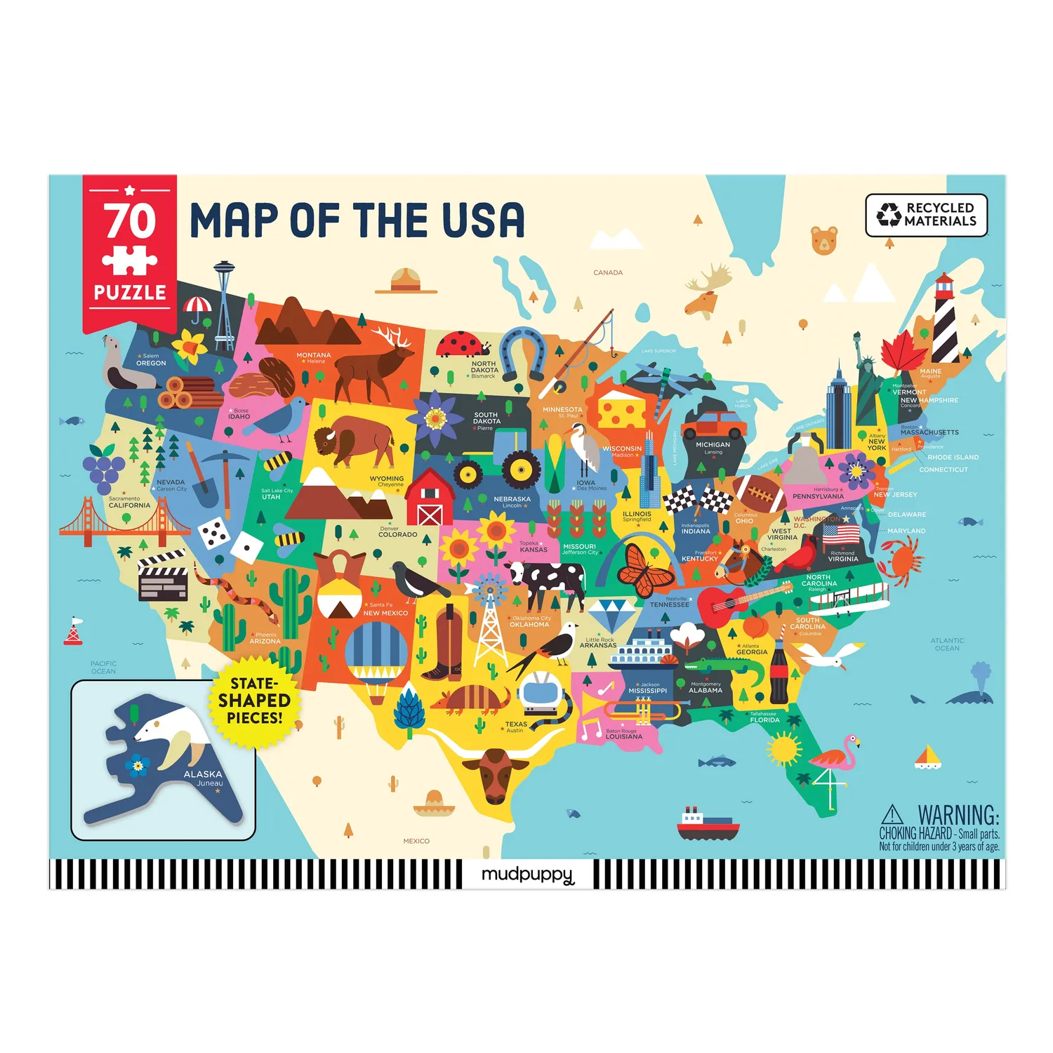 Mudpuppy Map of the USA puzzle 70 piese geografie