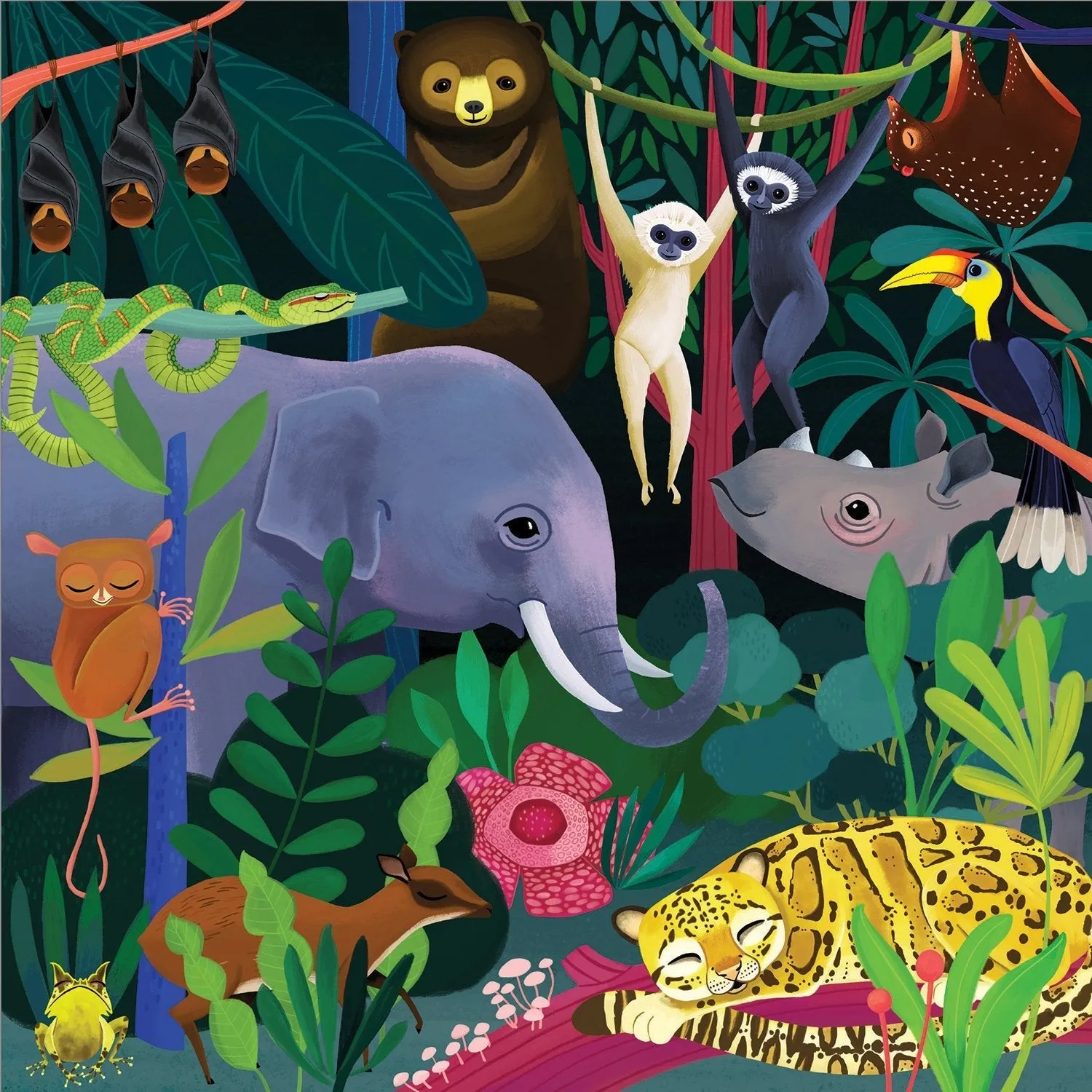 Mudpuppy Jungle Illuminated puzzle 500 piese fosforescent