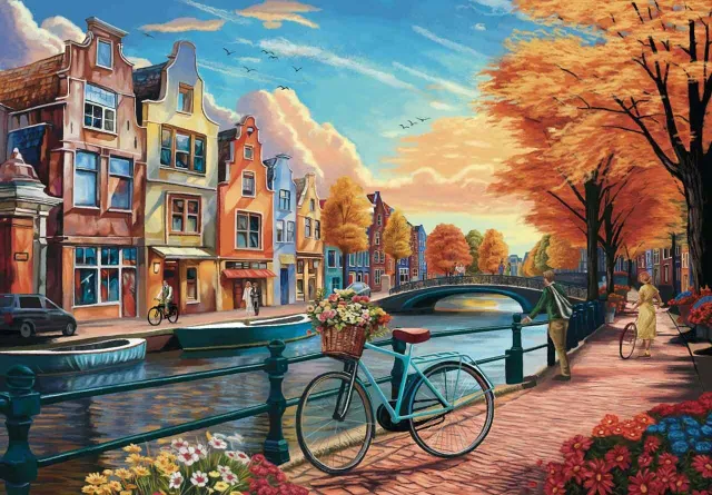 Mosaic Puzzles Cycling Around Amsterdam puzzle 100 piese canal