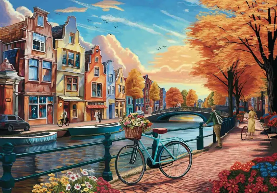 Mosaic Puzzles Cycling Around Amsterdam puzzle 100 piese canal