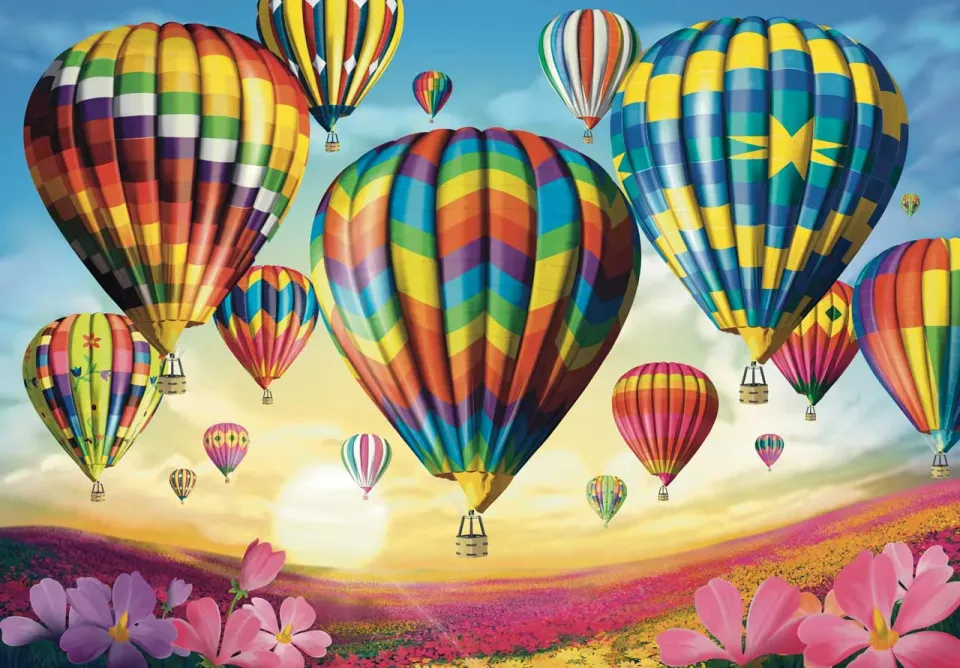 Mosaic Puzzles Balloons Taking Flight puzzle lemn 500 piese apus