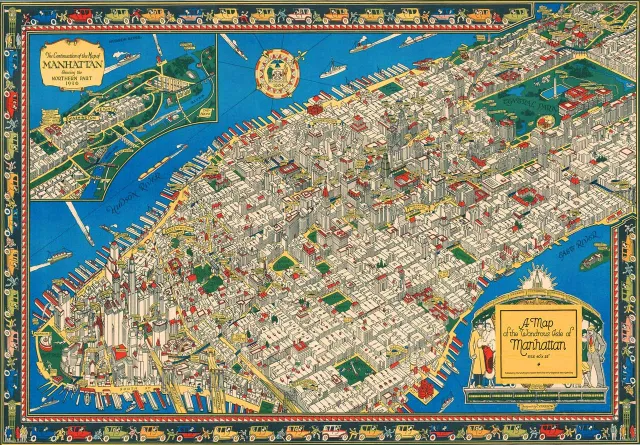 Mosaic Puzzles A Map of the Wondrous Isle of Manhattan puzzle 250 piese