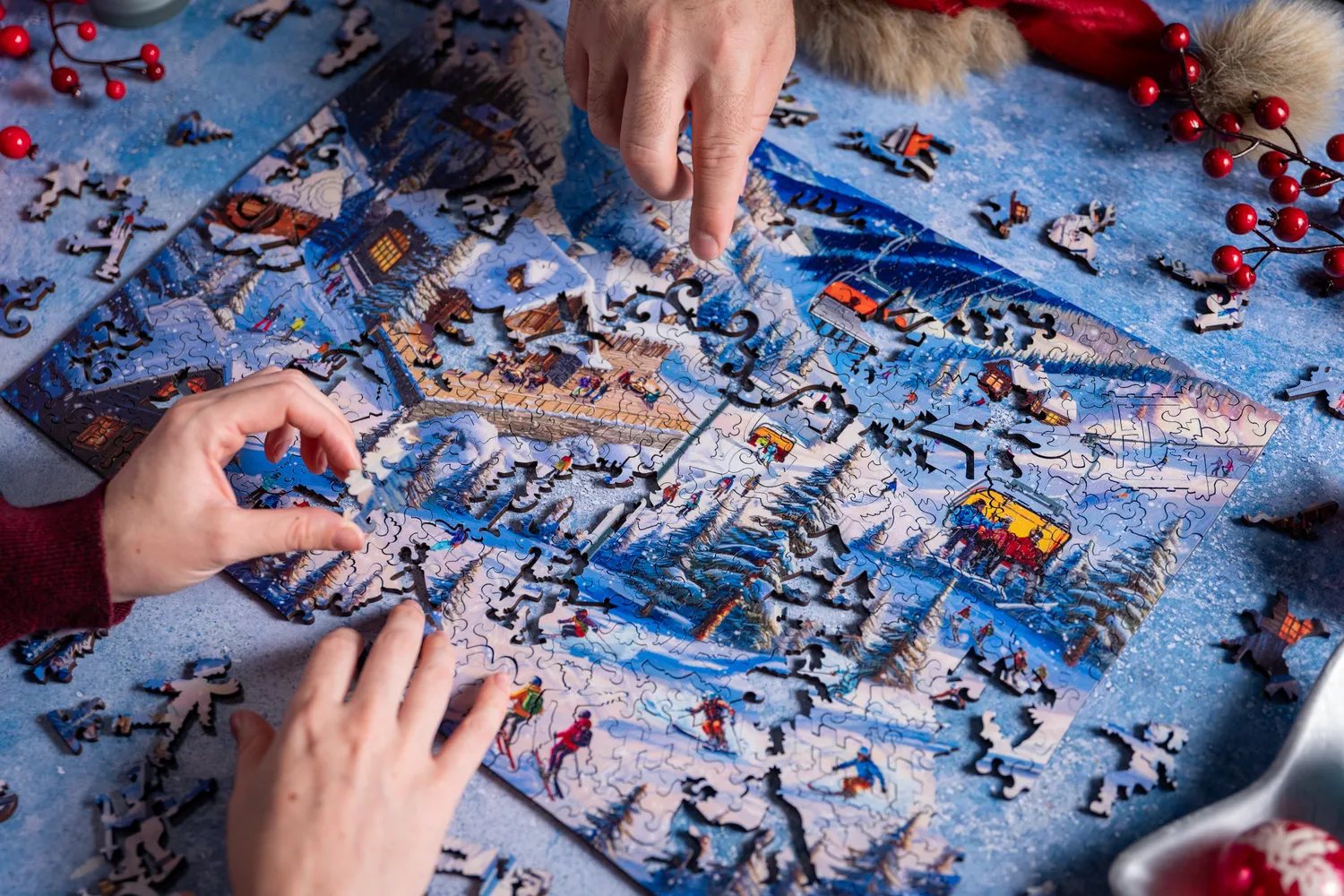 Mosaic Puzzles Ski Chalet Getaway puzzle lemn 1000 piese cabana