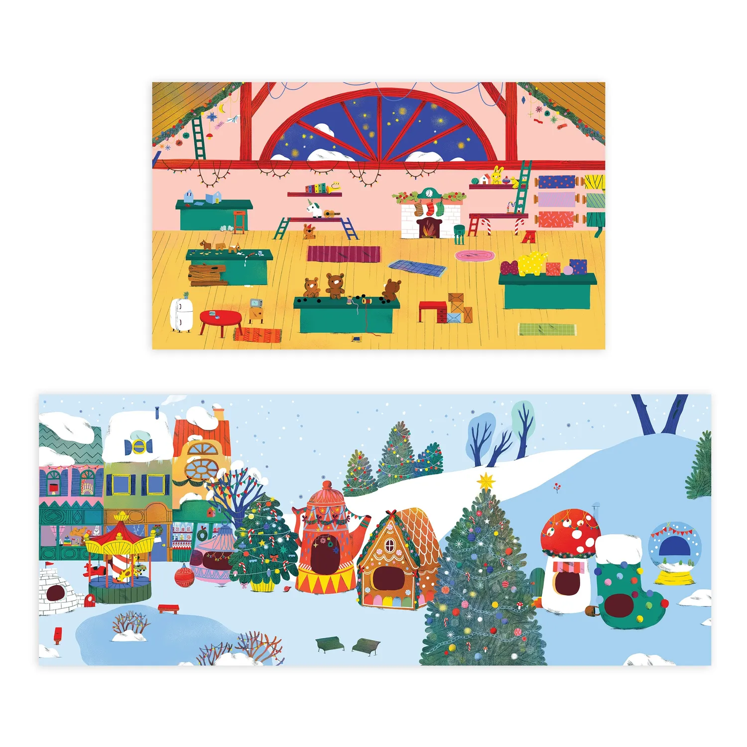 Mudpuppy Christmas Village carte stickere reutilizabile