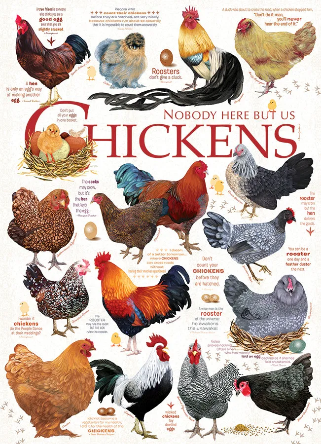 Cobble Hill Chicken Quotes puzzle 1000 piese găini