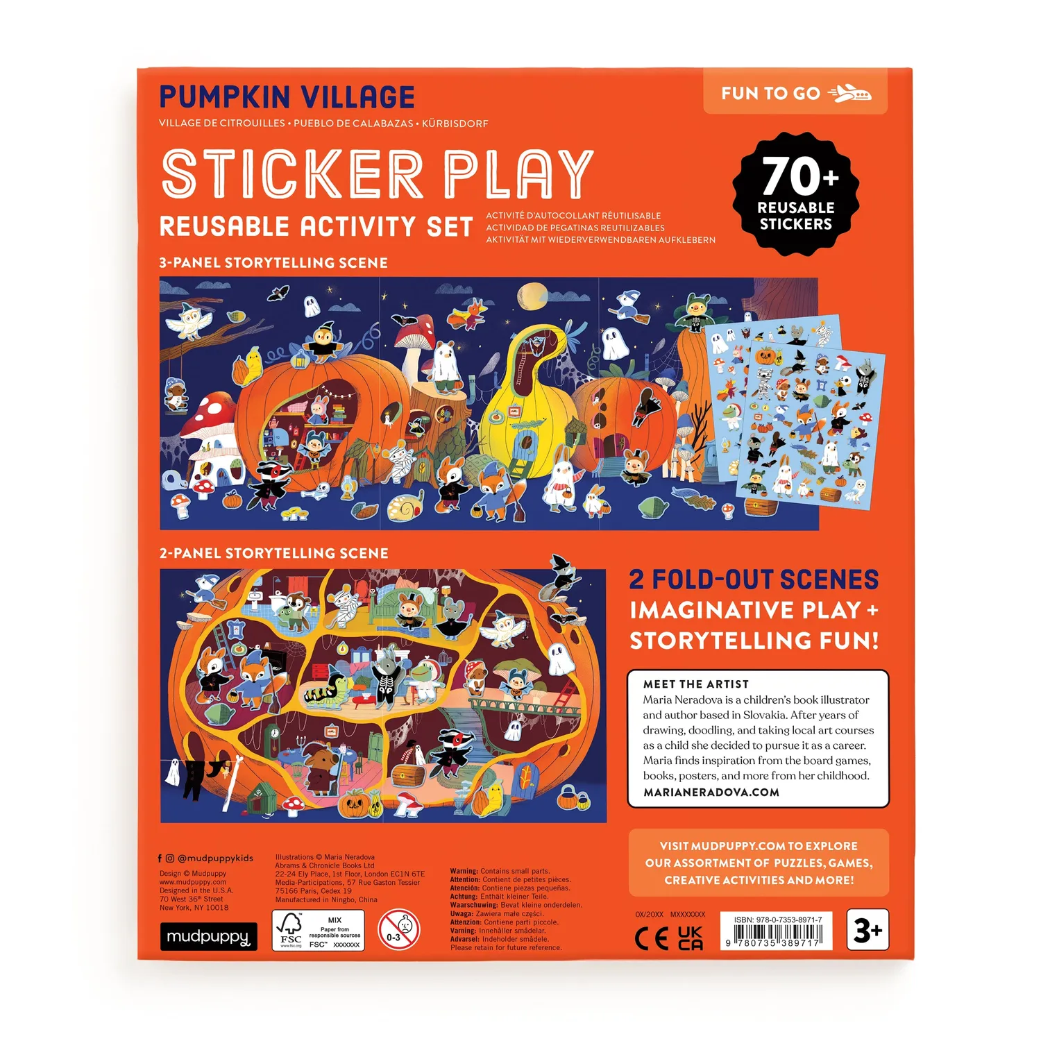 Mudpuppy Pumpkin Village set stickere reutilizabile 70 toamna