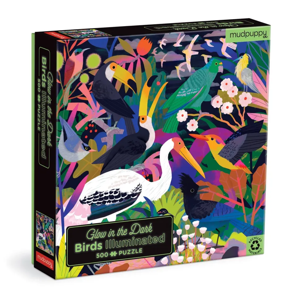 Mudpuppy Birds Illuminated puzzle 500 piese fosforescent