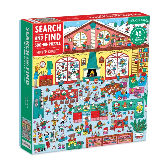 Mudpuppy Winter Chalet 500 puzzle 500 piese cautare iarna