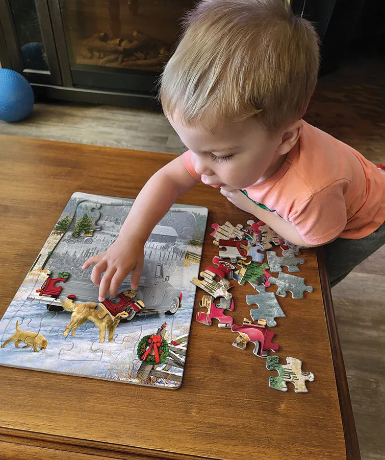 Cobble Hill Red Truck Farm puzzle tavă 35 piese iarnă