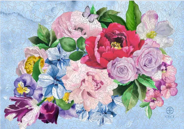 Mosaic Puzzles The Marilynn Bouquet puzzle lemn 500 piese bujori
