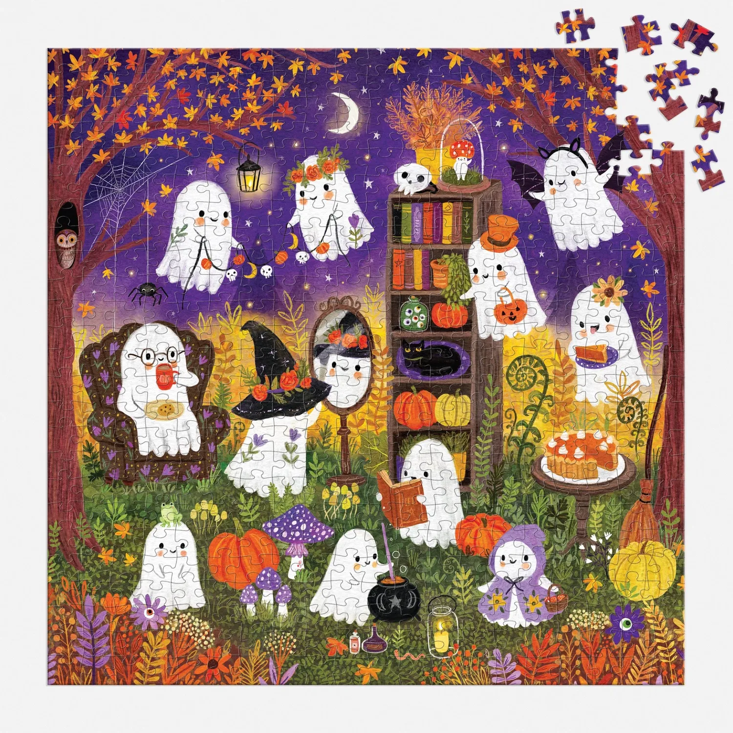 Mudpuppy Ghostly Gathering puzzle 500 piese familie Halloween