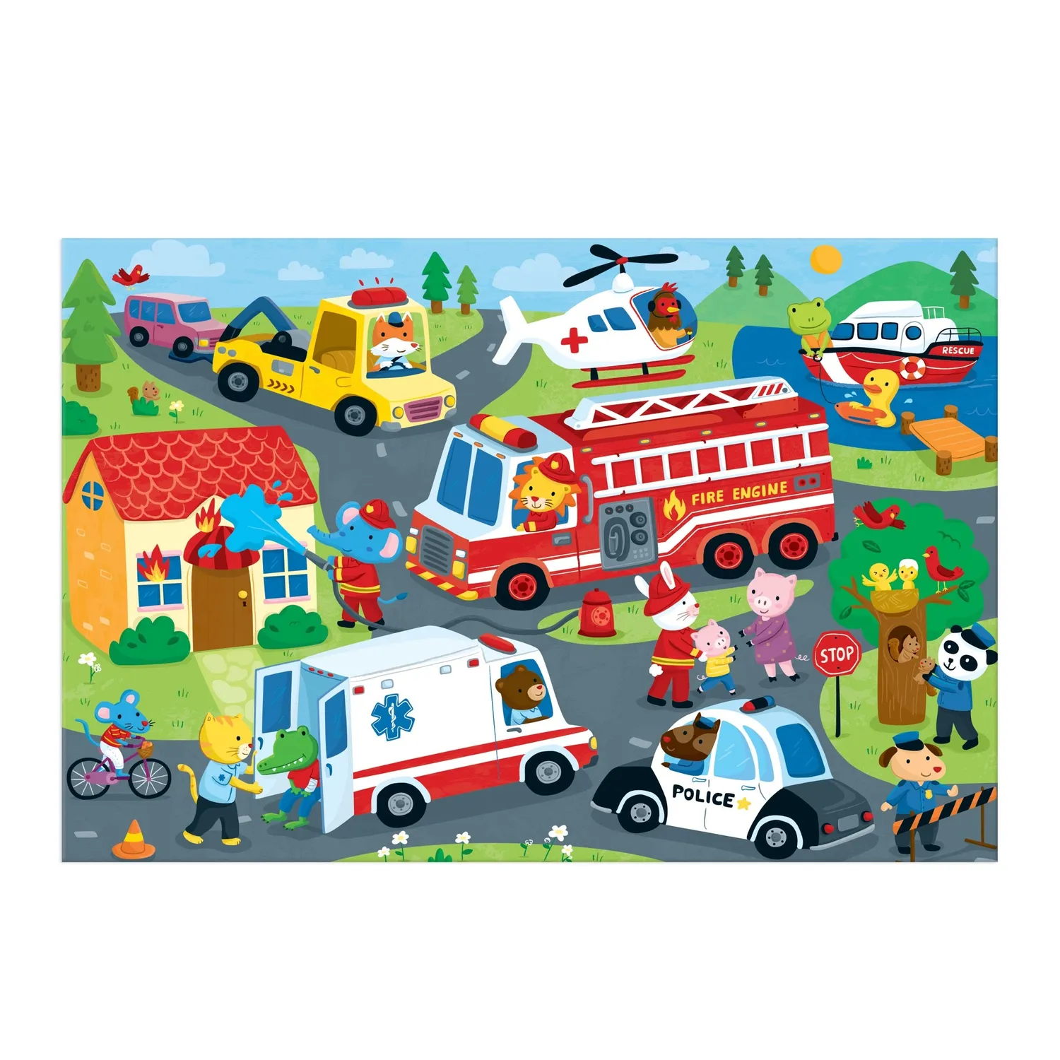 Mudpuppy Rescue Vehicles puzzle podea 48 piese salvatori