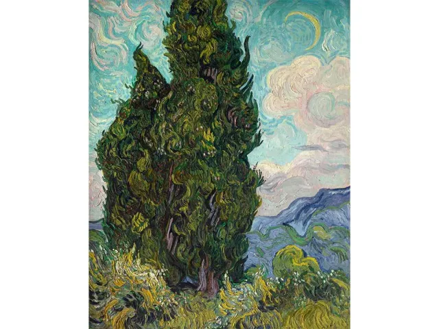 Mosaic Puzzles Cypresses Van Gogh puzzle lemn 250 piese peisaj