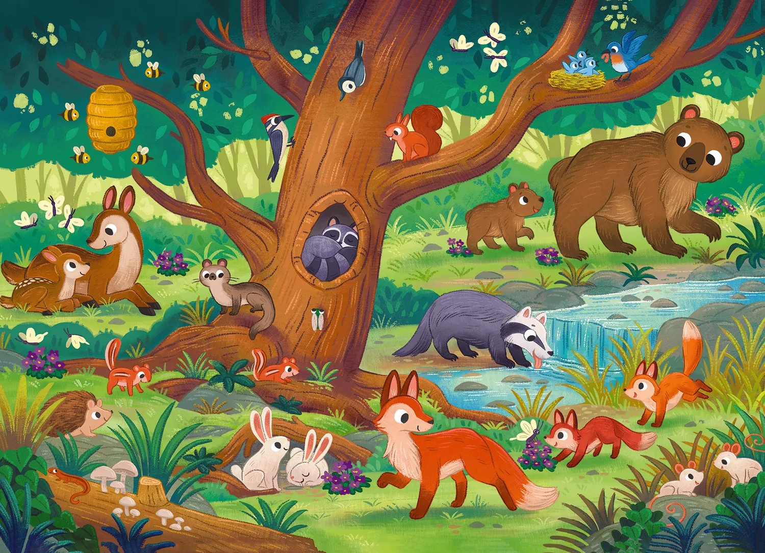 Cobble Hill Forest Scene puzzle tavă 35 piese animale