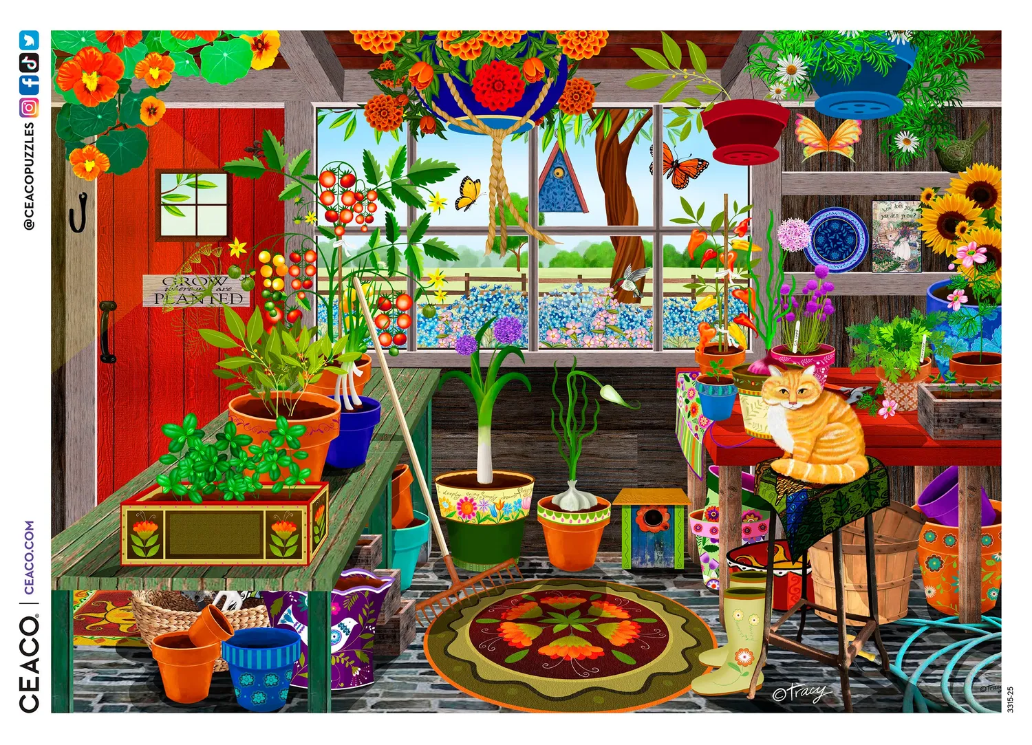 Ceaco Tracy Flickinger Garden Shed Greenhouse puzzle 1000 piese sera