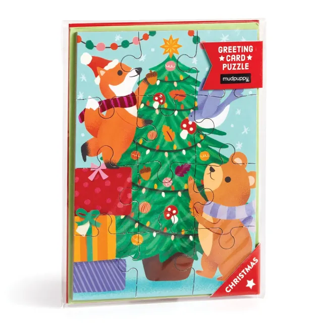 Mudpuppy Christmas Critters felicitare puzzle 12 piese animale
