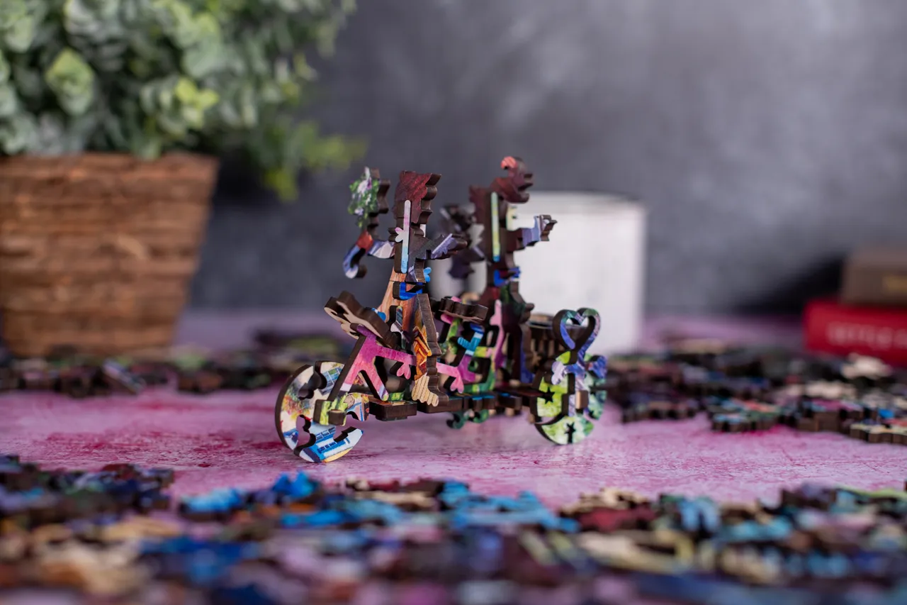 Mosaic Heritage 3D Bicycle Built for Two puzzle lemn 500 piese romantic