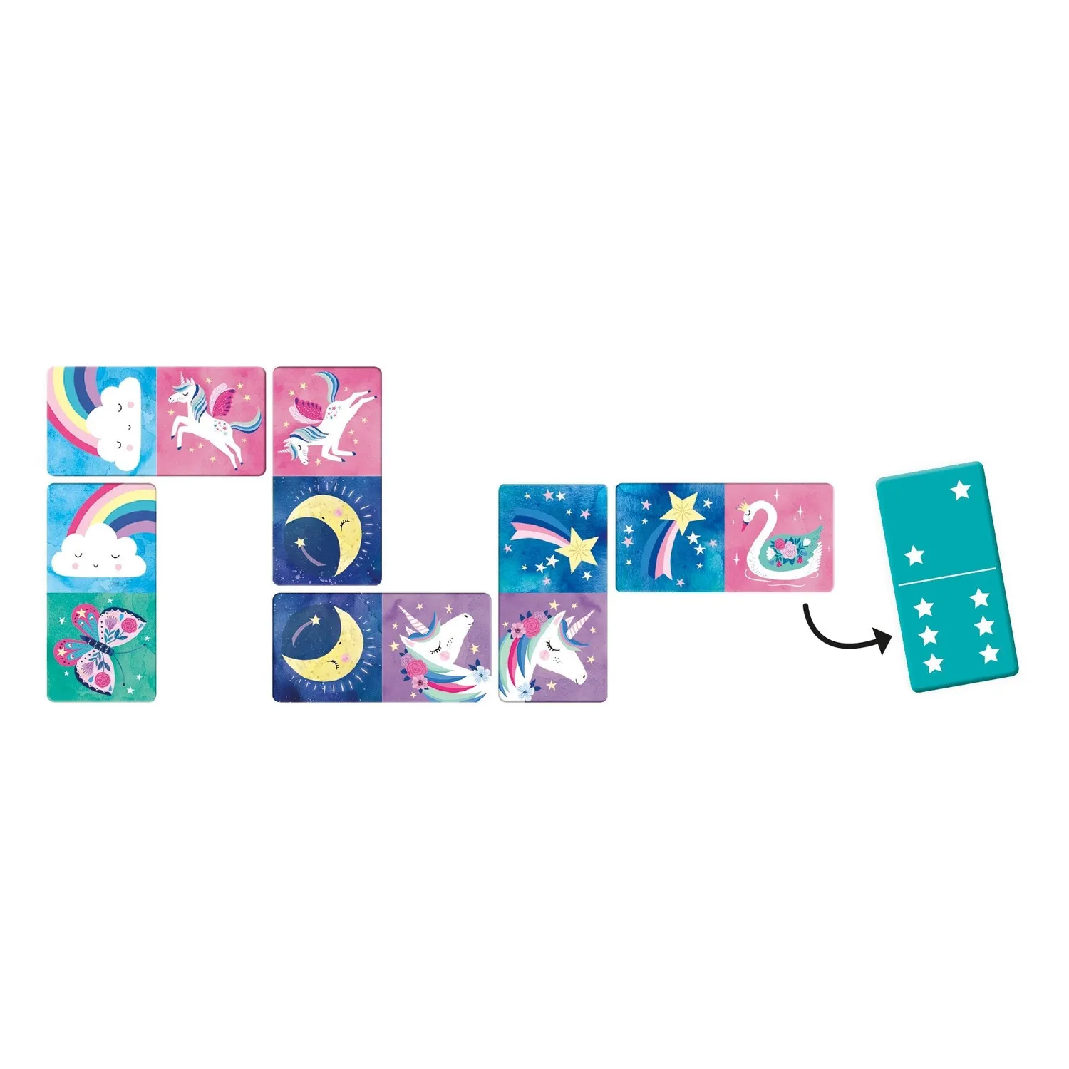 Mudpuppy Unicorn Dominoes joc domino 28 piese copii