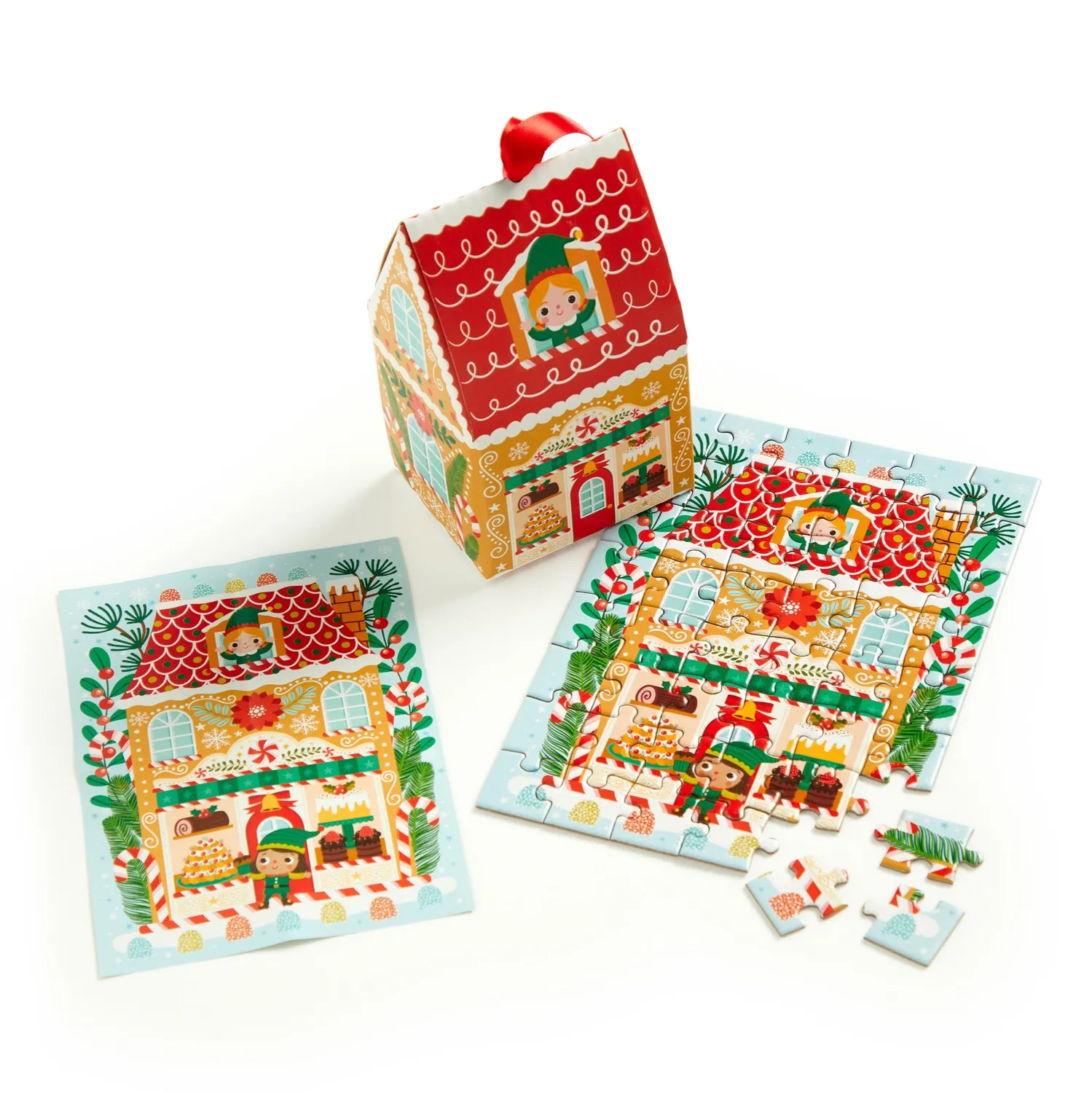 Mudpuppy Santa's Bakery ornament puzzle 48 piese