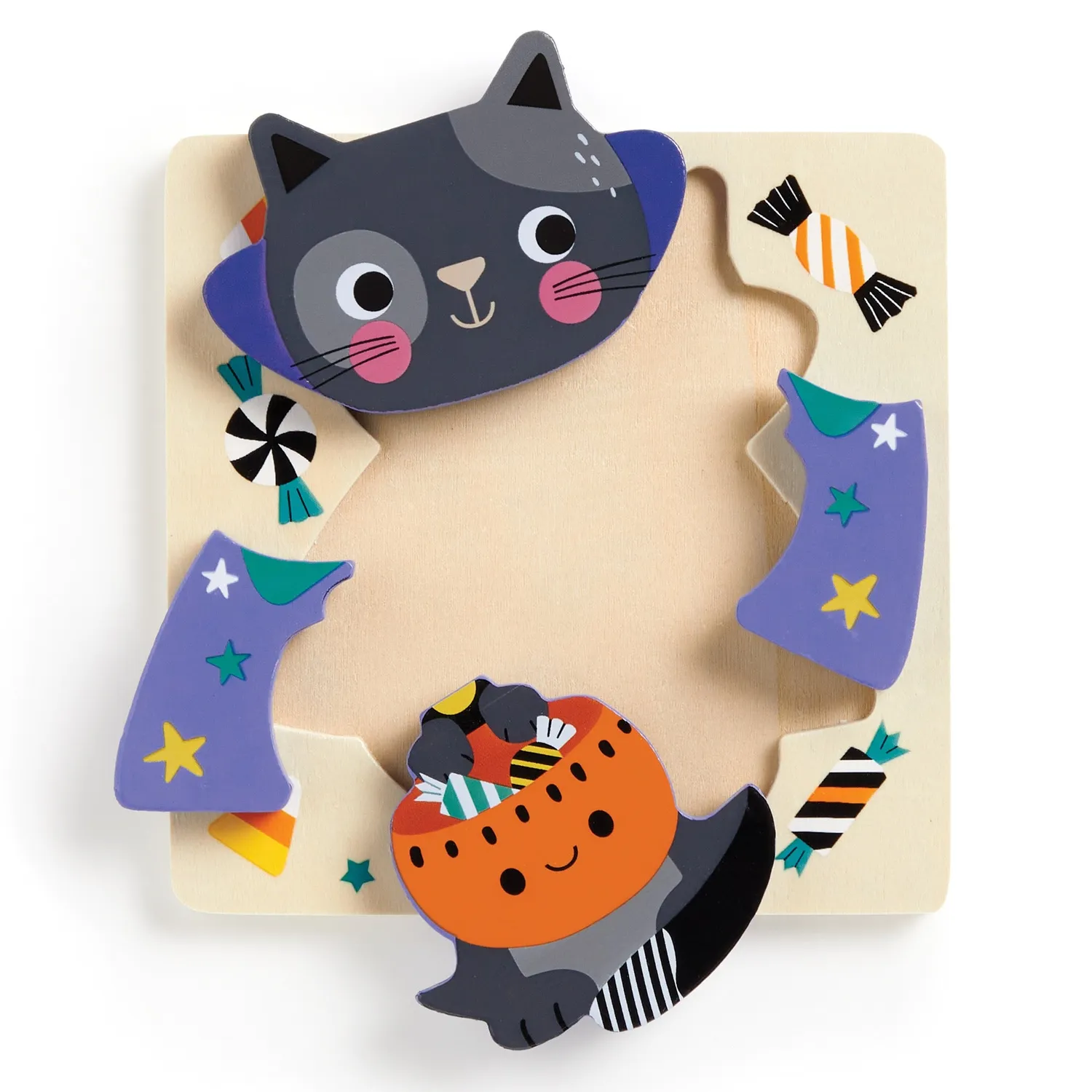 Mudpuppy Spooky Friends puzzle lemn set 4 bucati