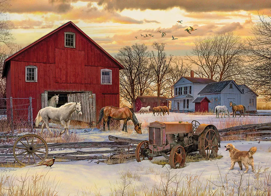 Cobble Hill Winter on the Farm puzzle 1000 piese ferma