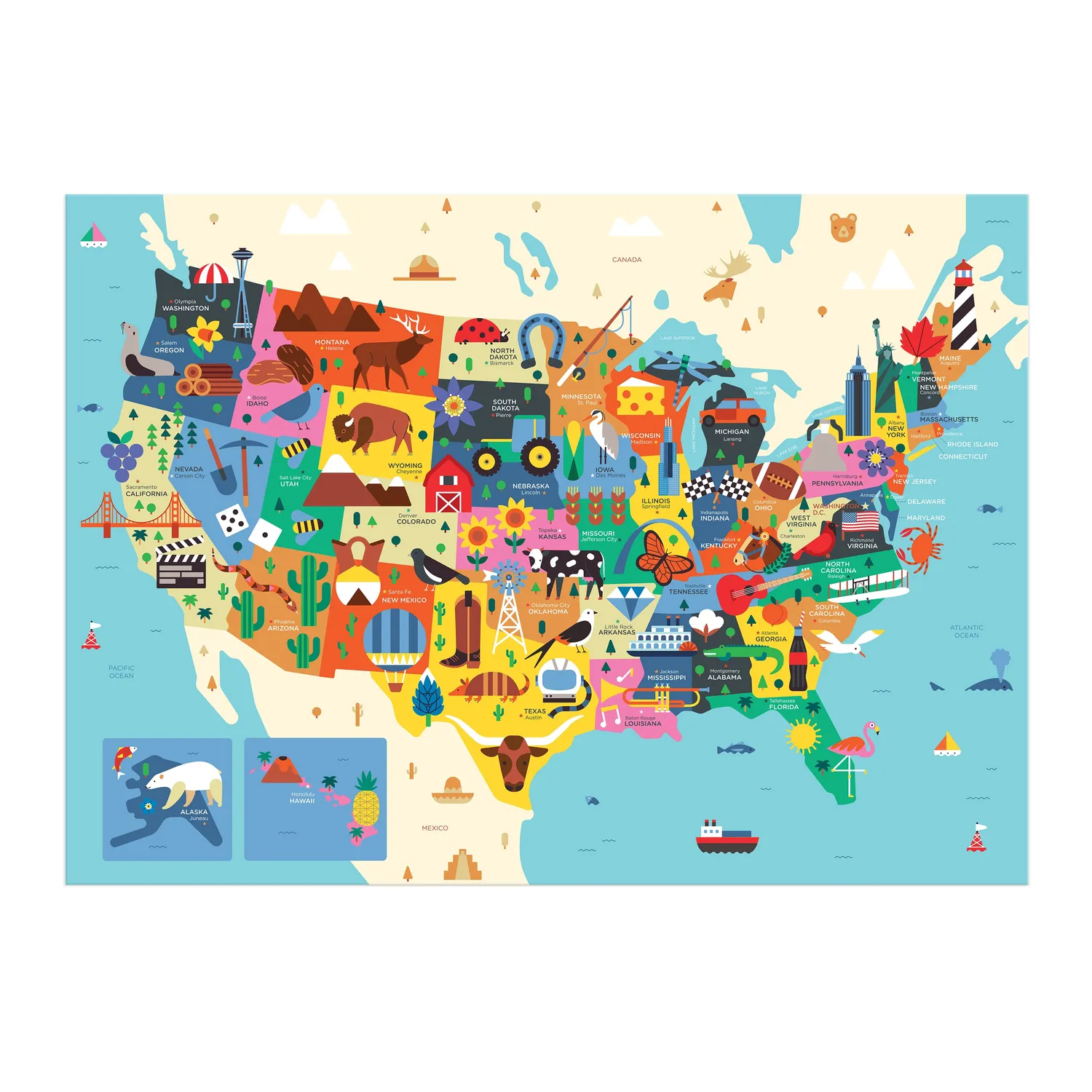 Mudpuppy Map of the USA puzzle 70 piese geografie