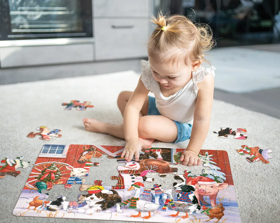 Cobble Hill Festive Farmyard puzzle podea 35 piese