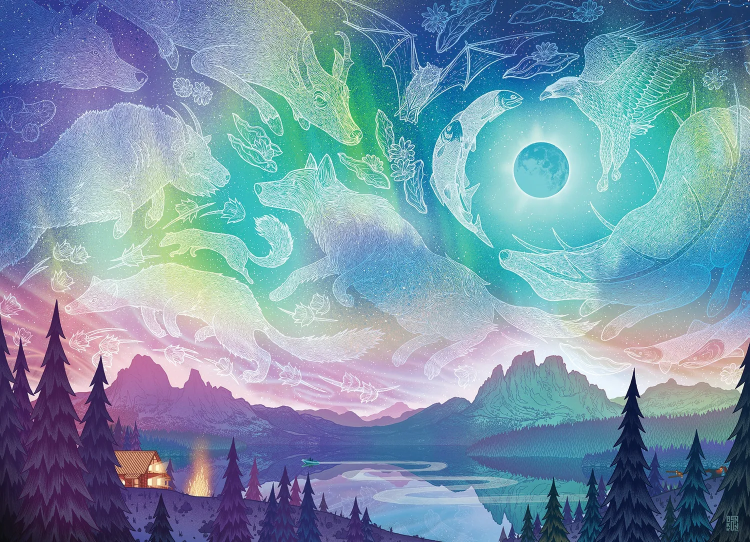 Cobble Hill Aurora puzzle 1000 piese cer înstelat