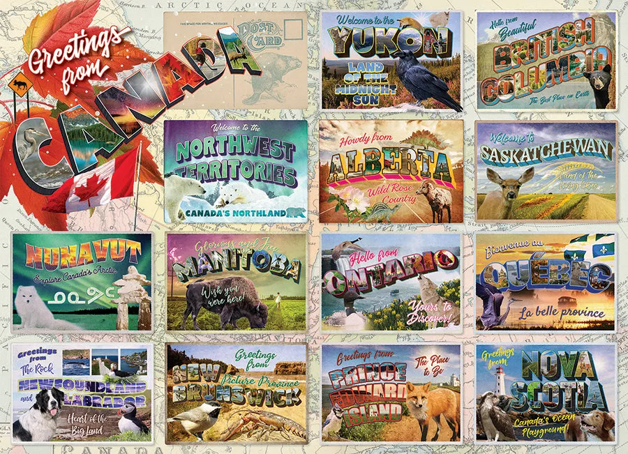 Cobble Hill Greetings from Canada puzzle 1000 piese postcards