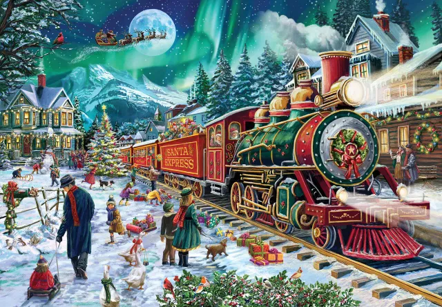 Mosaic Puzzles Christmas Cheer Tracks puzzle lemn 50 piese copii