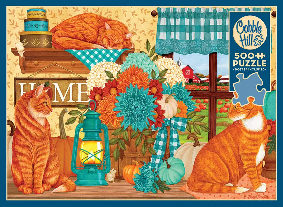 Cobble Hill Pumpkin Patch Cats puzzle 500 piese pisici