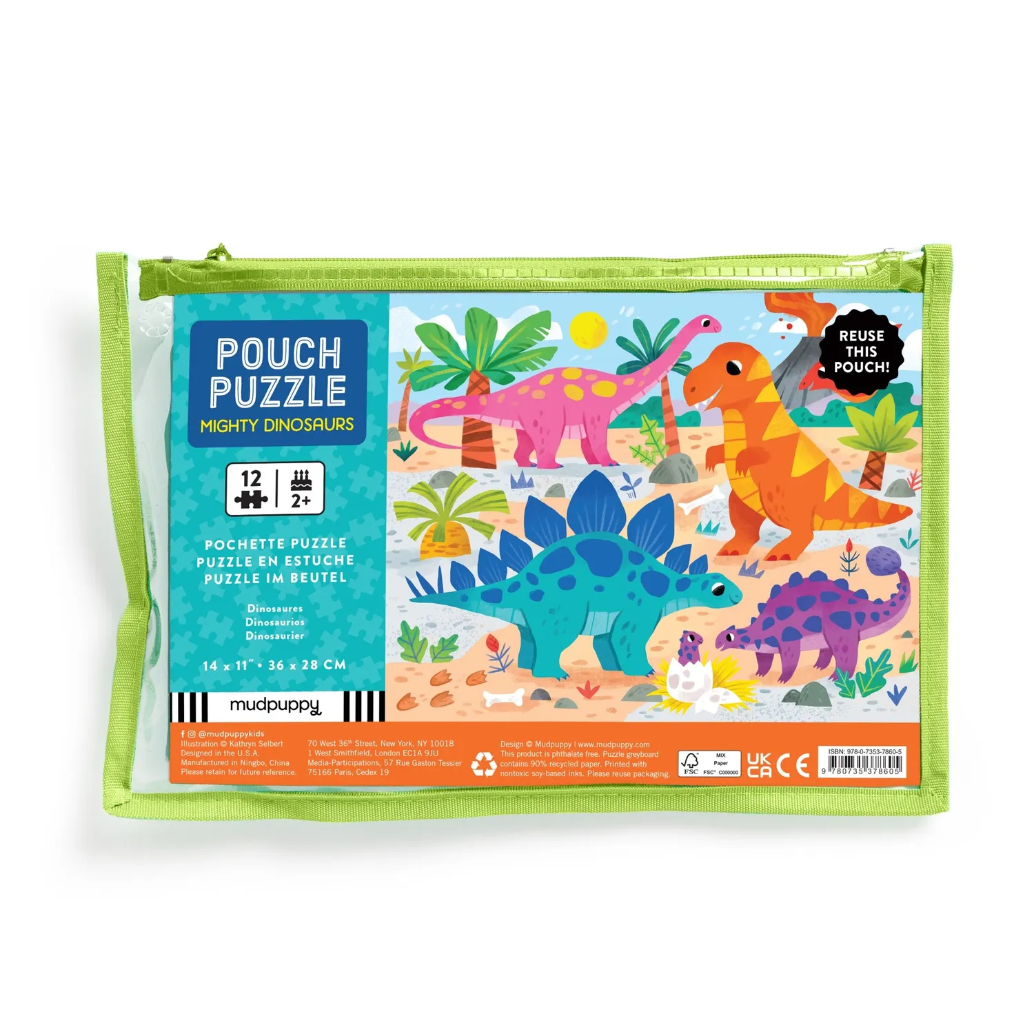 Mudpuppy Mighty Dinosaurs puzzle 12 piese dinozauri