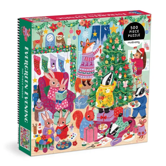 Mudpuppy Evergreen Evening puzzle familie 500 piese iarnă